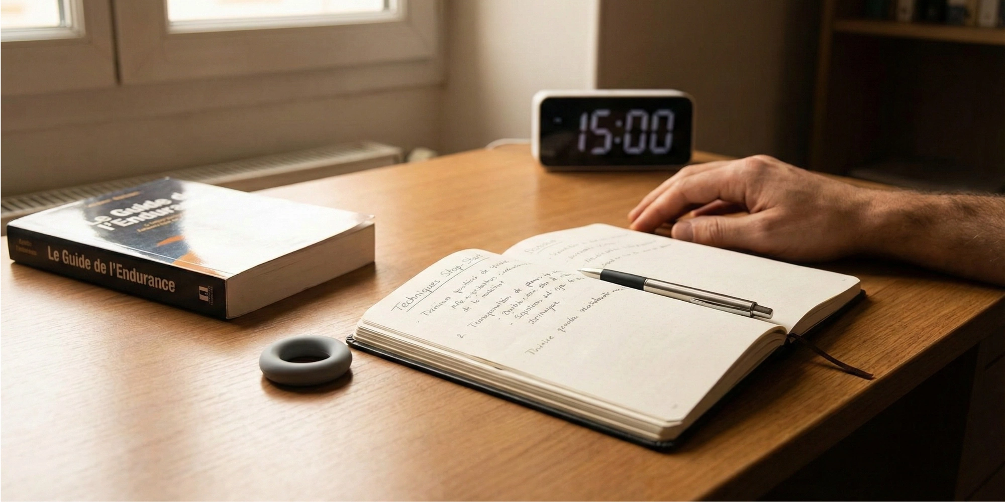 Méthodes pour lutter contre l'éjaculation précoce : livre guide, notes sur la technique Stop-Start et anneau pénien retardant.