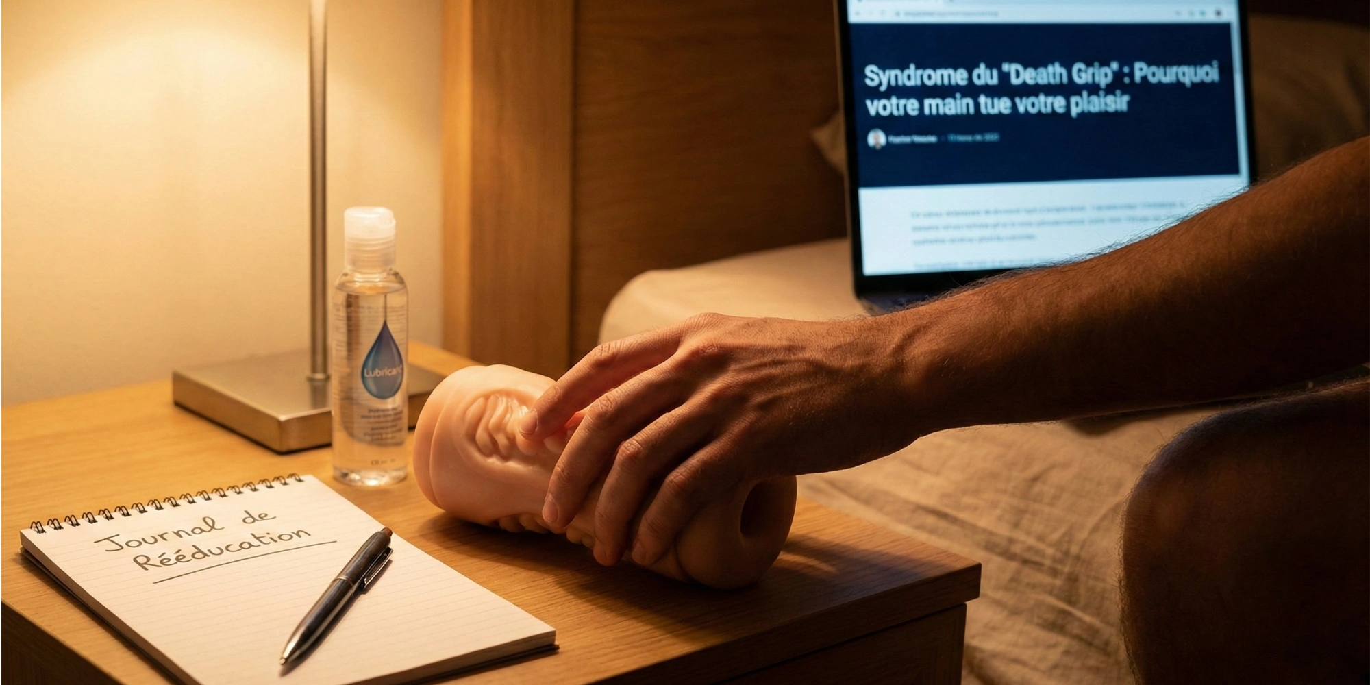 Masturbateur et journal de rééducation pour les solutions à la perte de sensibilité liée au syndrome du Death Grip