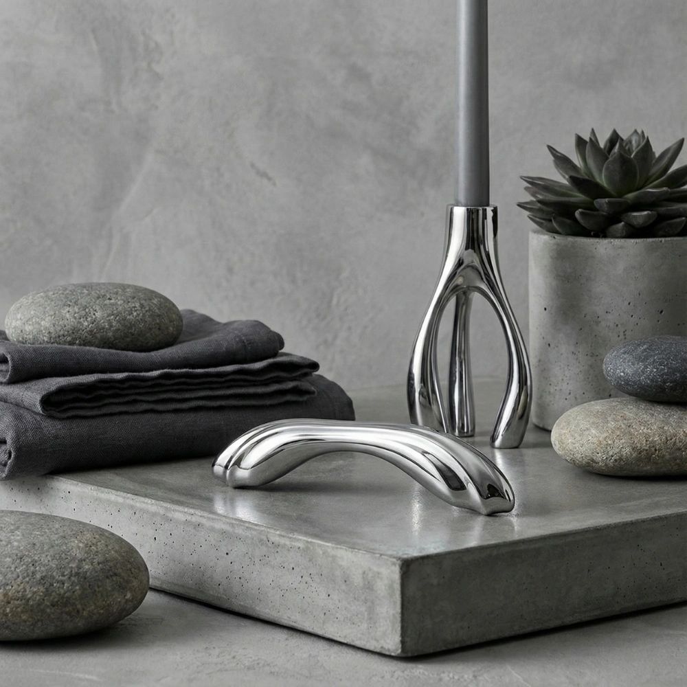 Vibromasseur Satisfyer Pure Gravity 2 dans un décor spa avec galets et bougie.