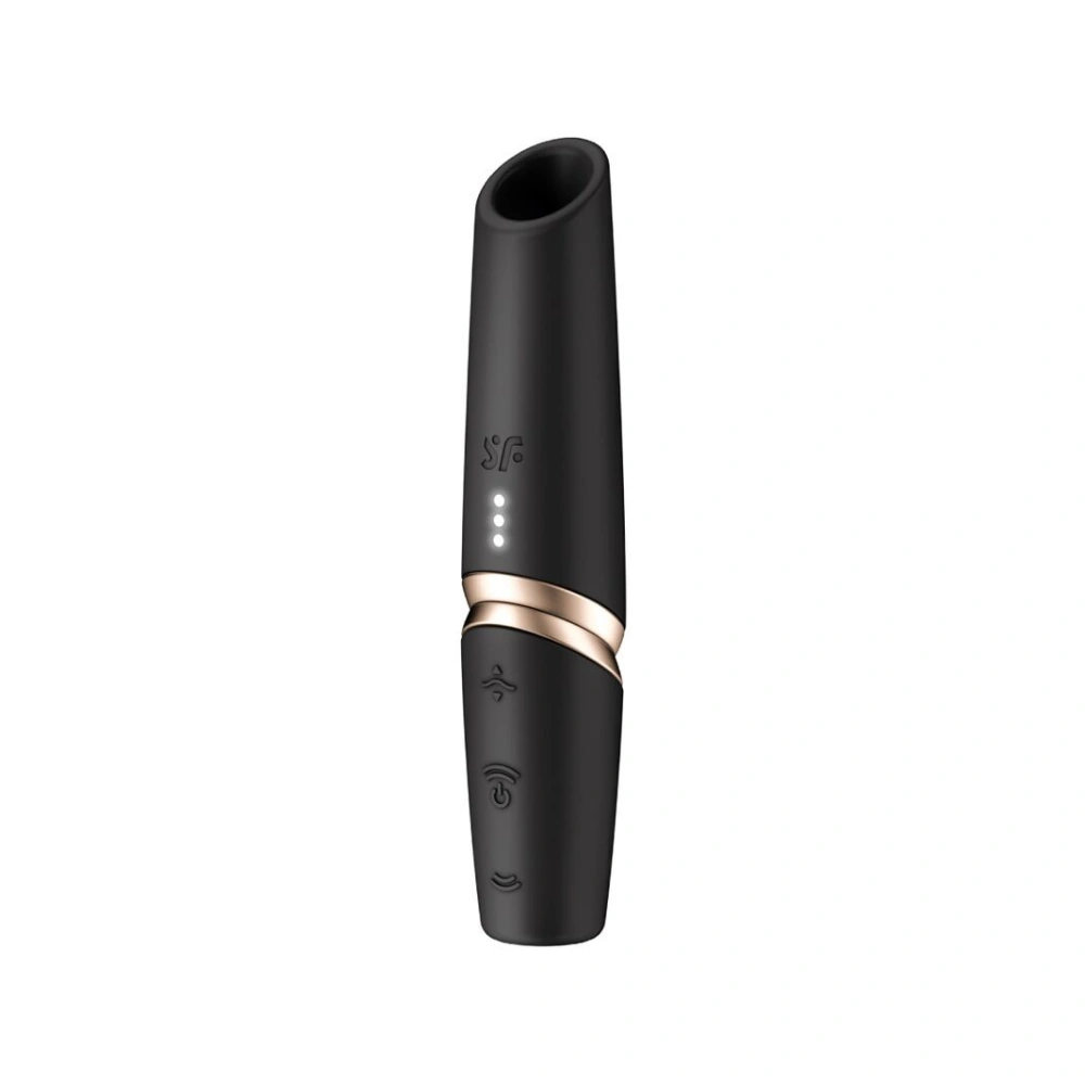 Design ergonomique et finitions or rose du Satisfyer Perfect Kiss Wave noir.