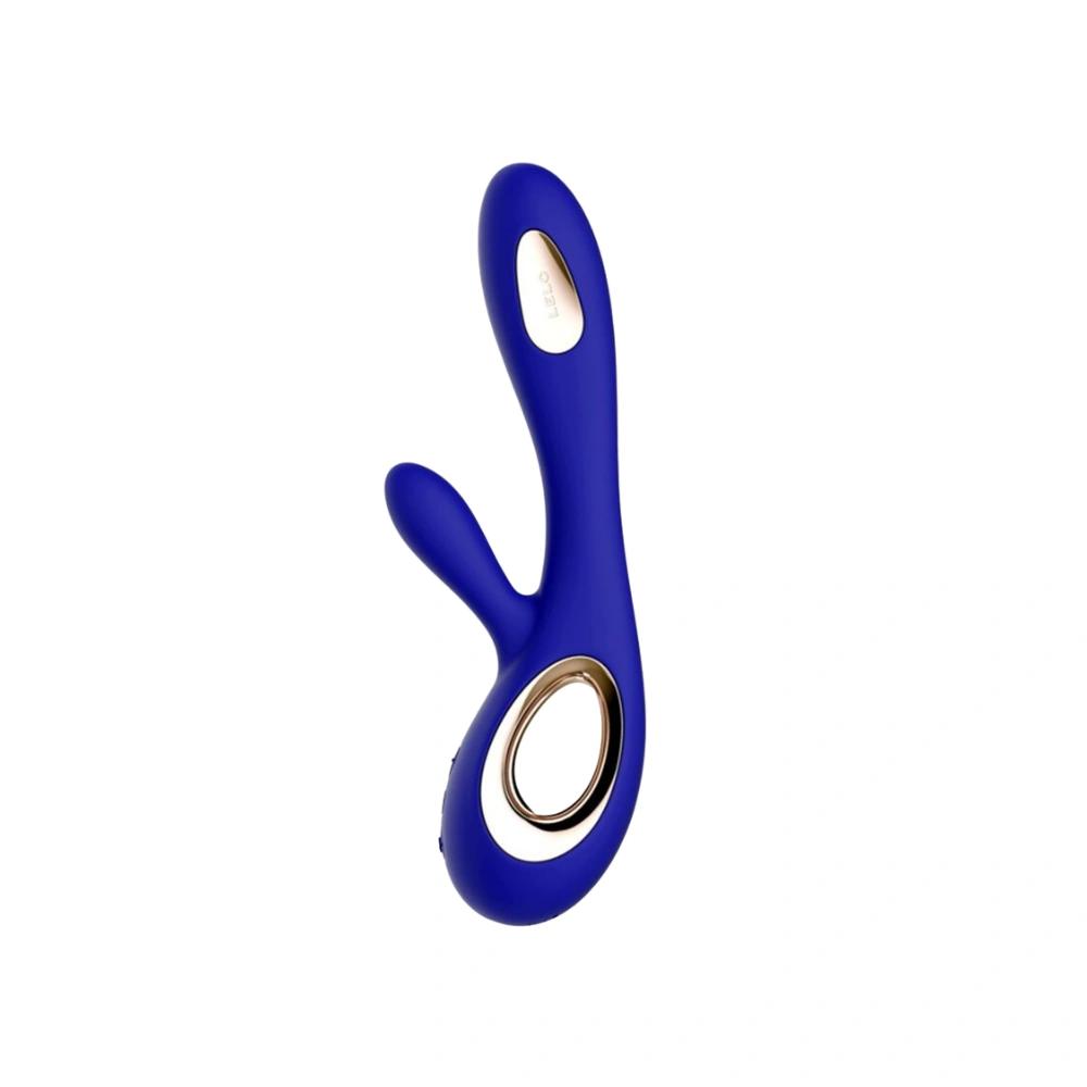 Masseur ergonomique Lelo Soraya Wave bleu avec technologie WaveMotion brevetée.