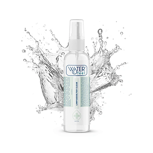 Spray nettoyant sextoy Waterfeel 150ml avec effet splash d'eau purifiant.
