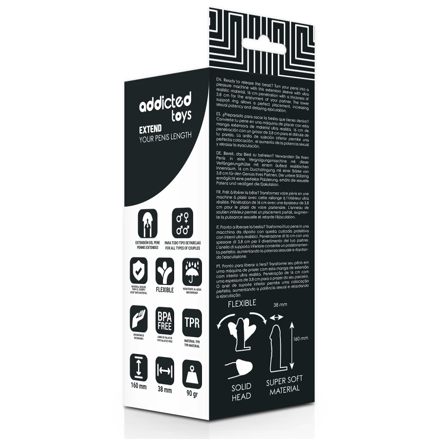 Manchon Penis Flexible - Beige 16 cm