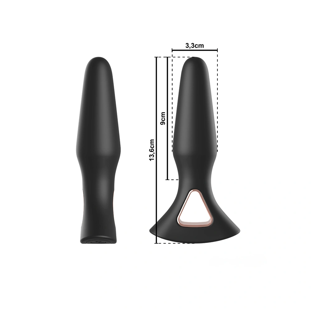 Dimensions du plug anal vibrant Alexandru : 13,6 cm de longueur et 3,3 cm de diamètre.