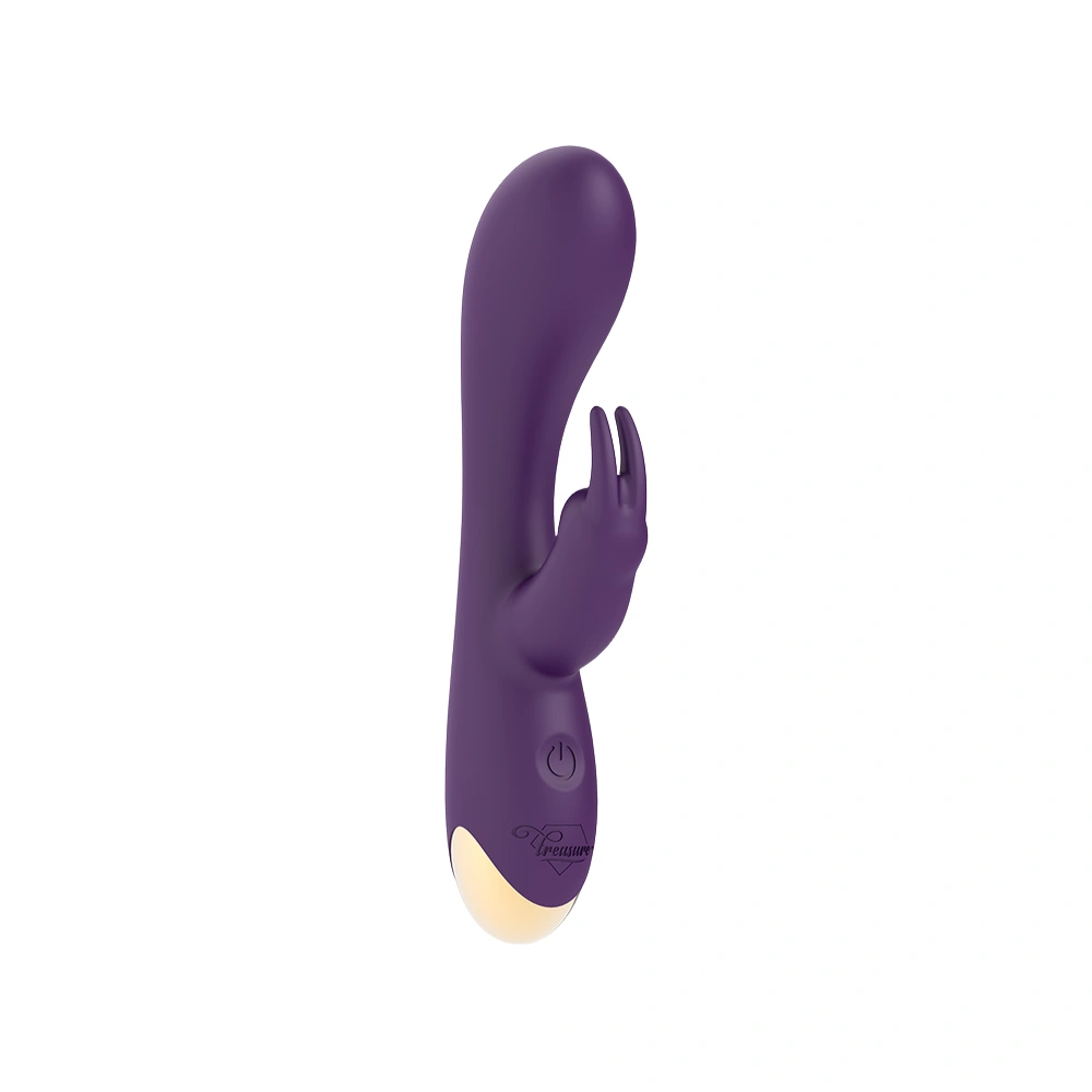 Vibromasseur rabbit compact violet pour une double stimulation point G et clitoris.