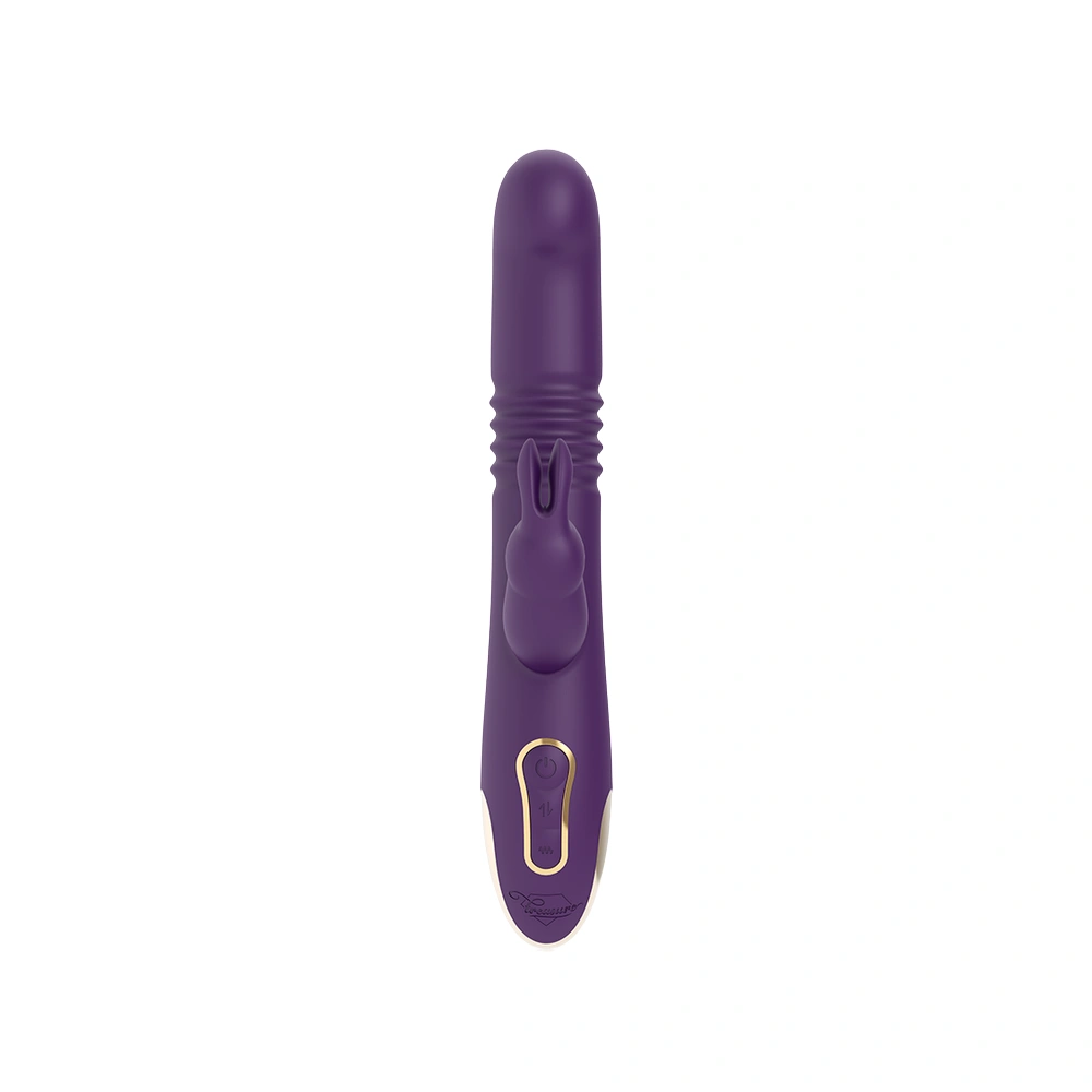 Design ergonomique du vibromasseur Up & Down violet avec finitions luxe dorées.