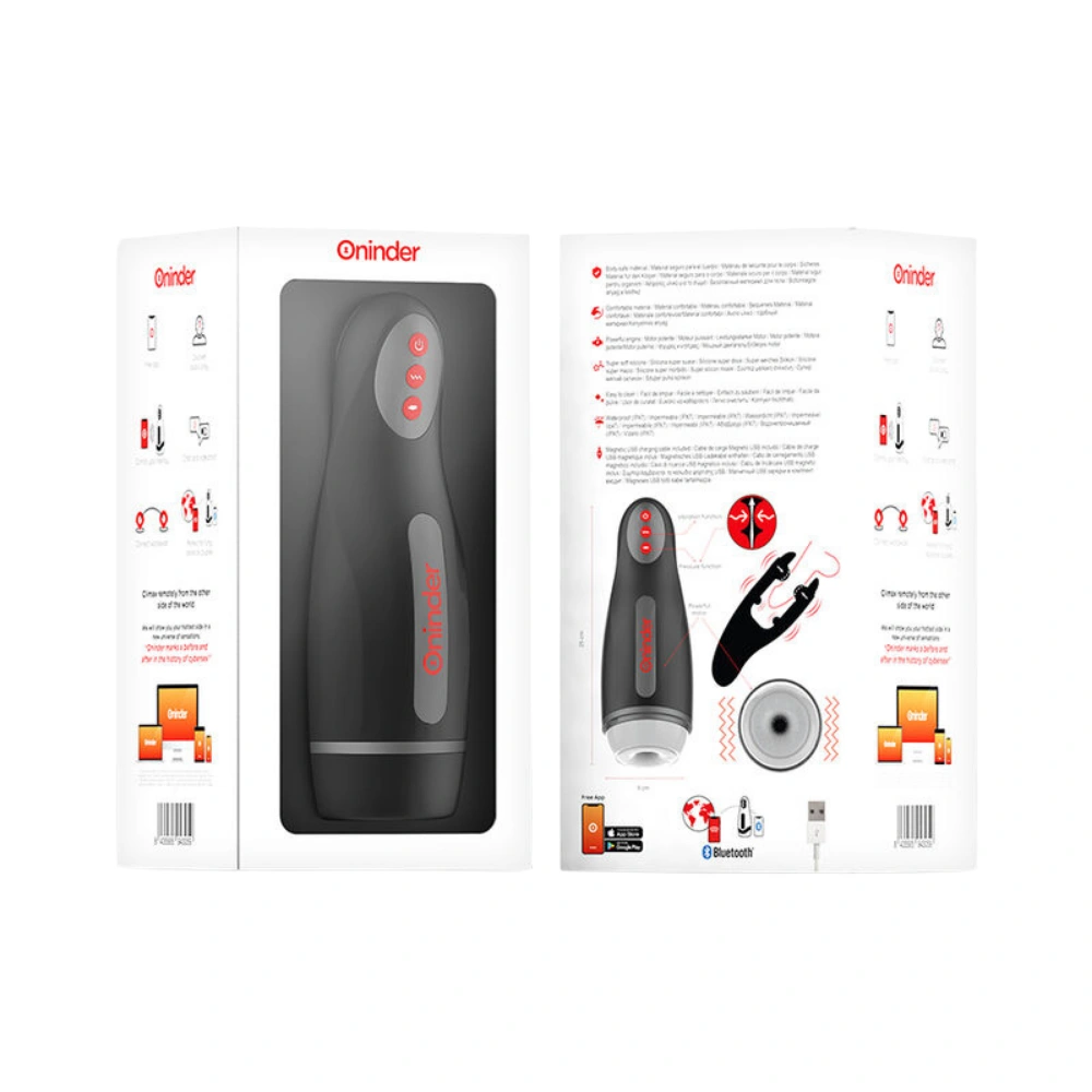 Coffret masturbateur automatique Oninder compatible avec application smartphone Bluetooth.