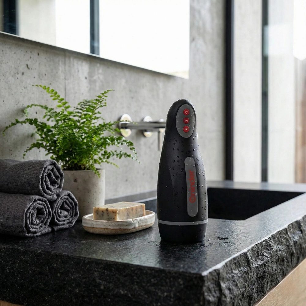 Masturbateur électrique haut de gamme Oninder au fini soft-touch et design discret.